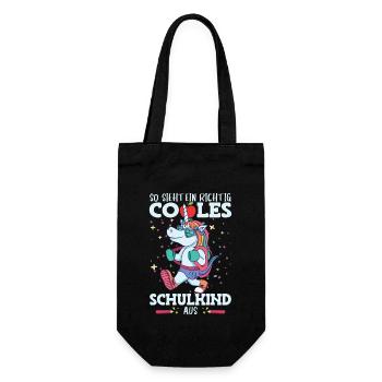 Schulkind Einhorn - Geschenkbeutel für Flaschen - Schwarz - Vorne