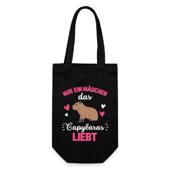 Capybara Mädchen Geschenk Niedliches Capybara - Geschenkbeutel für Flaschen - Schwarz - Vorne