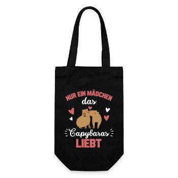 Capybara Mädchen - Geschenkbeutel für Flaschen - Schwarz - Vorne