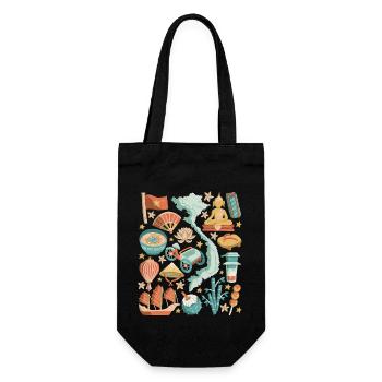 Vietnam Doodles Asia Hanoi Saigon Pho Banh Mi - Gift Bag for Bottles - black - Front