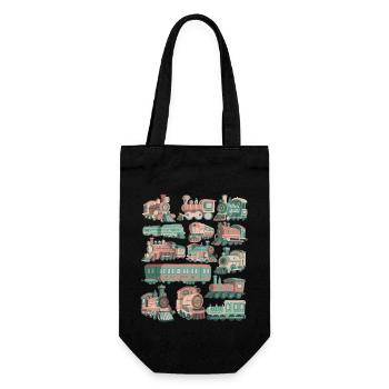 Train Doodles Locomotive Railway Locomotive Tracks Railway - Gift Bag for Bottles - black - Front