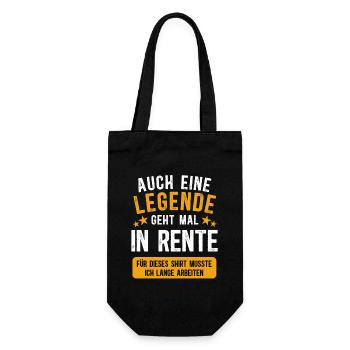 Auch die Legende geht in Rente - Rentner - Geschenkbeutel für Flaschen - Schwarz - Vorne