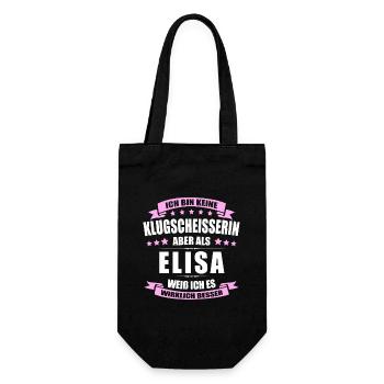 Name Elisa Vorname Klugscheisserin Namenstag - Geschenkbeutel für Flaschen - Schwarz - Vorne