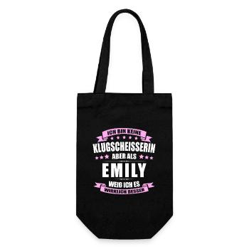Name Emily Vorname Klugscheisserin Namenstag - Geschenkbeutel für Flaschen - Schwarz - Vorne