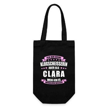 Name Clara Vorname Klugscheisserin Namenstag - Geschenkbeutel für Flaschen - Schwarz - Vorne