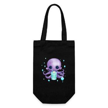 Cute Octo mit Sommer Drink - Geschenkbeutel für Flaschen - Schwarz - Vorne