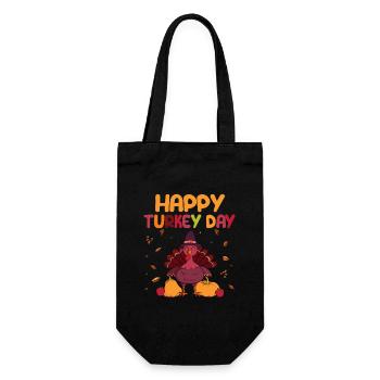 Happy Turkey Day Lustig Thanksgiving Herbst Herbst - Geschenkbeutel für Flaschen - Schwarz - Vorne