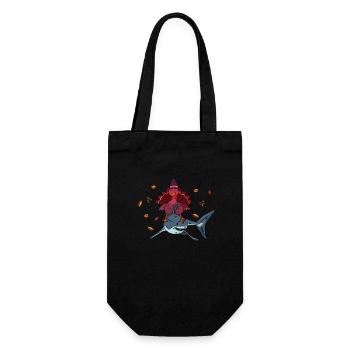 Thanksgiving Day Turkey Horseback Riding Shark Funny Autumn - Gift Bag for Bottles - black - Front