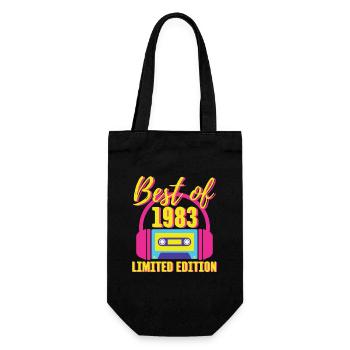 40. Geburtstag Best of 1983 Kassette Retro 80er Jahre - Geschenkbeutel für Flaschen - Schwarz - Vorne