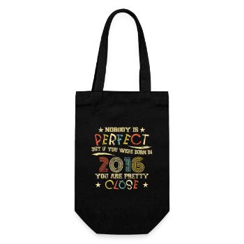2016 Geburtstag Vintage Nobody is perfect - Geschenkbeutel für Flaschen - Schwarz - Vorne