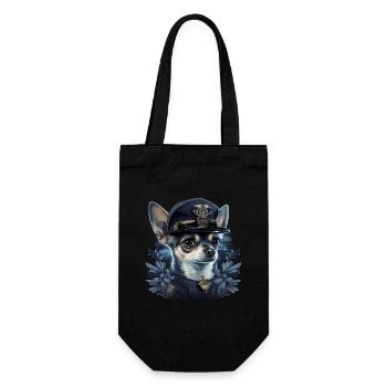 Chihuahua | Polizei Polizist Polizistin Hut - Geschenkbeutel für Flaschen - Schwarz - Vorne