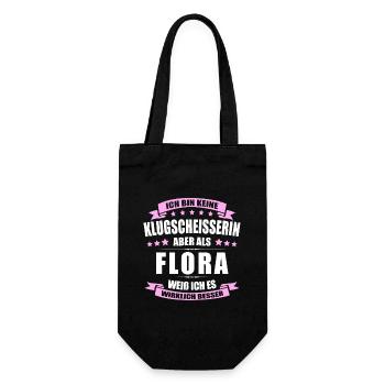 Name Flora Vorname Klugscheisserin Namenstag - Geschenkbeutel für Flaschen - Schwarz - Vorne