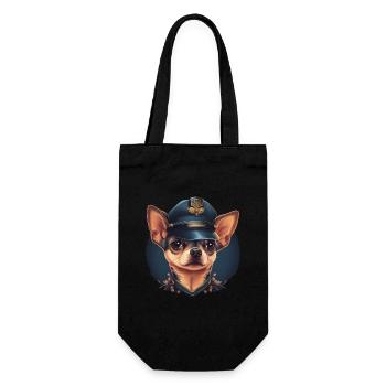 Chihuahua | Polizei Polizist Polizistin Hut - Geschenkbeutel für Flaschen - Schwarz - Vorne