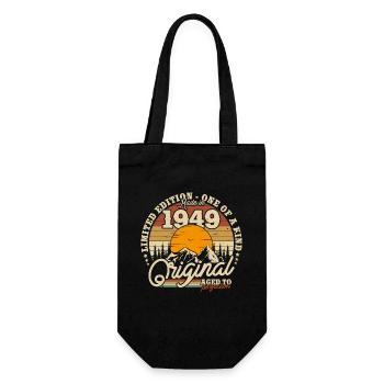 Vintage Retro Birthday Gift 1949 74/75 Years - Gift Bag for Bottles - black - Front