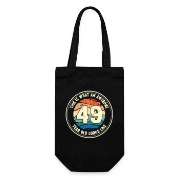 49. Geburtstag so sieht man mit 49 Retro Geschenk - Geschenkbeutel für Flaschen - Schwarz - Vorne