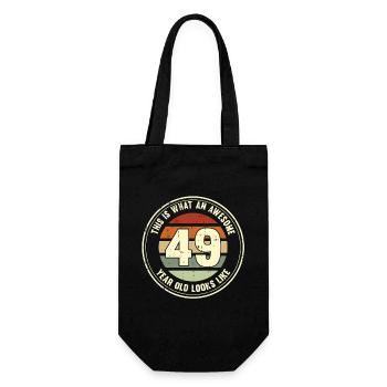 49. Geburtstag so sieht man mit 49 Retro Geschenk - Geschenkbeutel für Flaschen - Schwarz - Vorne
