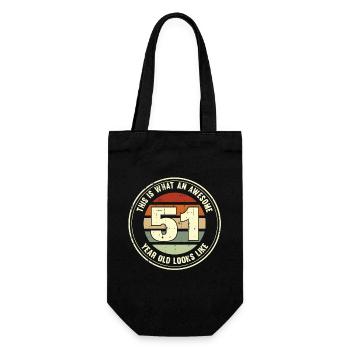 51st Birthday How to Look at 51 Retro Gift - Gift Bag for Bottles - black - Front