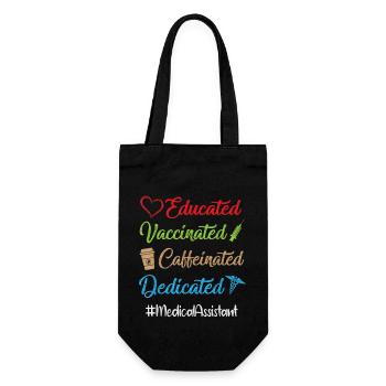 Gebildet, geimpft, koffeinhaltig, engagiert, medizinisch - Geschenkbeutel für Flaschen - Schwarz - Vorne