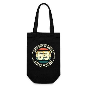 53. Geburtstag so sieht man mit 53 Retro Geschenk - Geschenkbeutel für Flaschen - Schwarz - Vorne