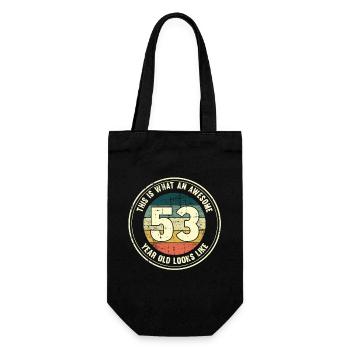53. Geburtstag so sieht man mit 53 Retro Geschenk - Geschenkbeutel für Flaschen - Schwarz - Vorne