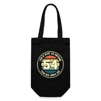 54. Geburtstag so sieht man mit 54 Retro Geschenk - Geschenkbeutel für Flaschen - Schwarz - Vorne