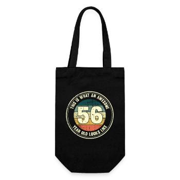 56. Geburtstag so sieht man mit 56 Retro Geschenk - Geschenkbeutel für Flaschen - Schwarz - Vorne