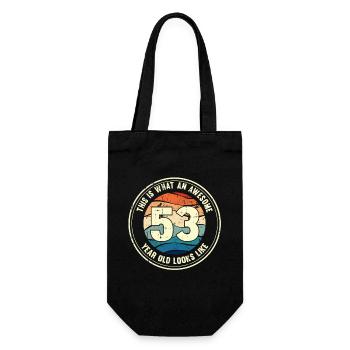 53. Geburtstag so sieht man mit 53 Retro Geschenk - Geschenkbeutel für Flaschen - Schwarz - Vorne