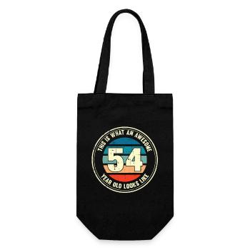 54. Geburtstag so sieht man mit 54 Retro Geschenk - Geschenkbeutel für Flaschen - Schwarz - Vorne