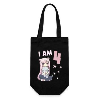 4 ans Fille Anime Kawaii Cat 4ème anniversaire - Sac à bouteille - noir - Devant