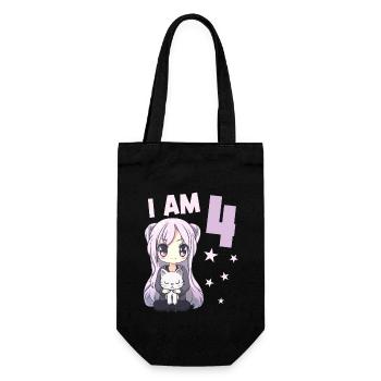 4 ans Fille Anime Kawaii Cat 4ème anniversaire - Sac à bouteille - noir - Devant