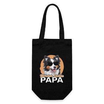 Border Collie Papa - Geschenkbeutel für Flaschen - Schwarz - Vorne