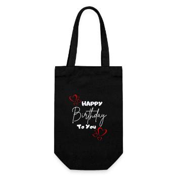 Joyeux anniversaire à vous-avec des cœurs - Sac à bouteille - noir - Devant