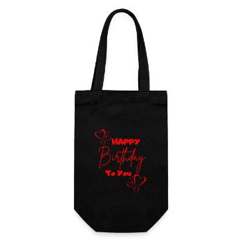 Happy Birthday to you-mit Herzen - Geschenkbeutel für Flaschen - Schwarz - Vorne