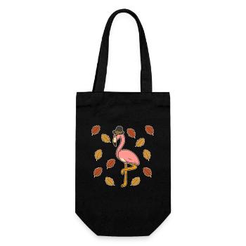 Pilger Rosa Flamingo Erntedank Herbst Tierliebe - Geschenkbeutel für Flaschen - Schwarz - Vorne