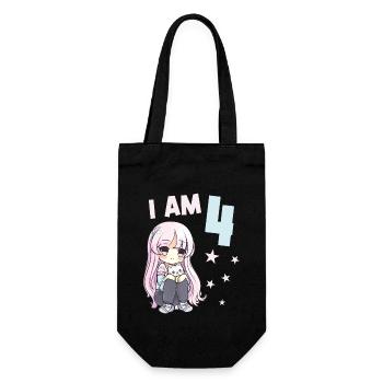4 ans Fille Anime Kawaii Cat 4ème anniversaire - Sac à bouteille - noir - Devant