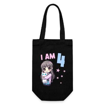 4 ans Fille Anime Kawaii Cat 4ème anniversaire - Sac à bouteille - noir - Devant