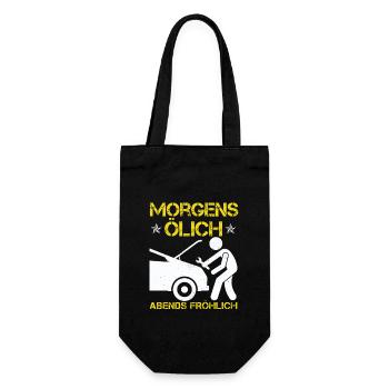 Morgens Ölich Abends Fröhlich - Geschenkbeutel für Flaschen - Schwarz - Vorne