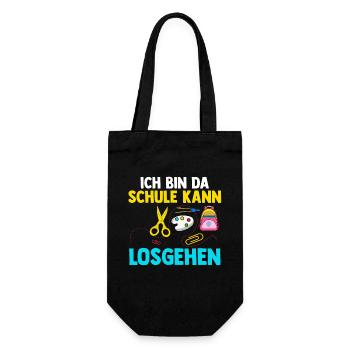 Erste Klasse Einschulung Erstklässler Schulkind - Geschenkbeutel für Flaschen - Schwarz - Vorne