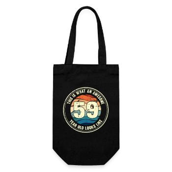 59th Birthday How to Look at 59 Retro Gift - Gift Bag for Bottles - black - Front