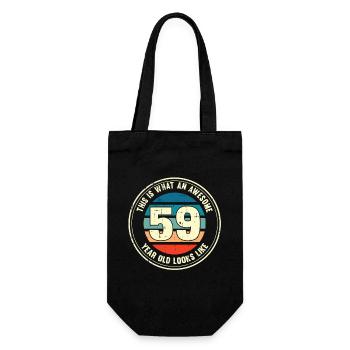 59th birthday so you see with 59 retro gift - Gift Bag for Bottles - black - Front