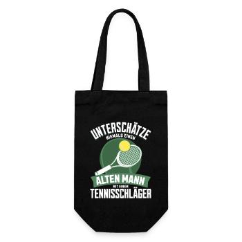 Tennisspieler Geschenk Tennisschläger Tennis-Match - Geschenkbeutel für Flaschen - Schwarz - Vorne