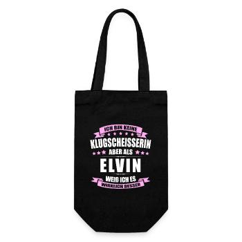 Name Elvin Vorname Klugscheisserin Namenstag - Geschenkbeutel für Flaschen - Schwarz - Vorne