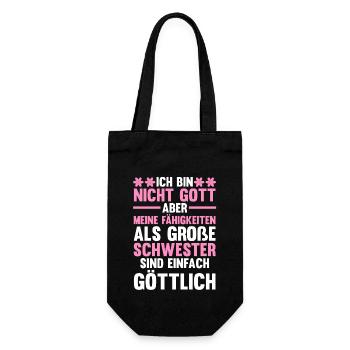 Familienmotiv Schwester - Geschenkbeutel für Flaschen - Schwarz - Vorne
