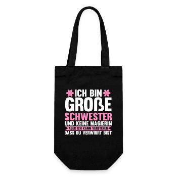Familienmotiv Schwester - Geschenkbeutel für Flaschen - Schwarz - Vorne