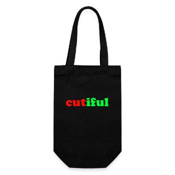 Cutiful Meine Mischung zischen Cute und Beautiful - Geschenkbeutel für Flaschen - Schwarz - Vorne
