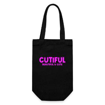 Cutiful Meine Mischung zischen Cute und Beautiful - Geschenkbeutel für Flaschen - Schwarz - Vorne