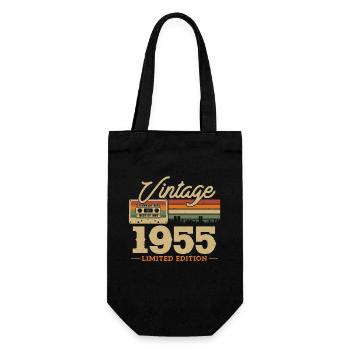 Original 1955 Vintage Geburtstags-Retro - Geschenkbeutel für Flaschen - Schwarz - Vorne