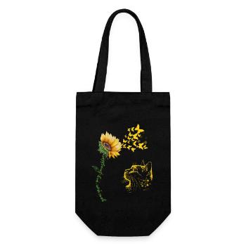 Chat avec Tournesol et Papillons Peinture - Sac à bouteille - noir - Devant