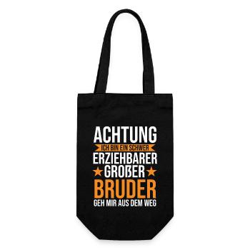 Familienmotiv Bruder - Geschenkbeutel für Flaschen - Schwarz - Vorne