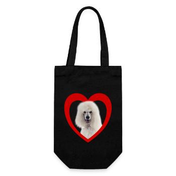 Amoureux des chiens - Cœur de chien - Caniches - Sac à bouteille - noir - Devant
